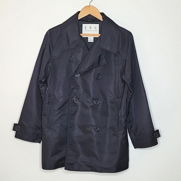 INC International Concepts Black Rain Jacket Long Sleeve Buttons size S - Picture 2 of 16